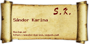 Sándor Karina névjegykártya